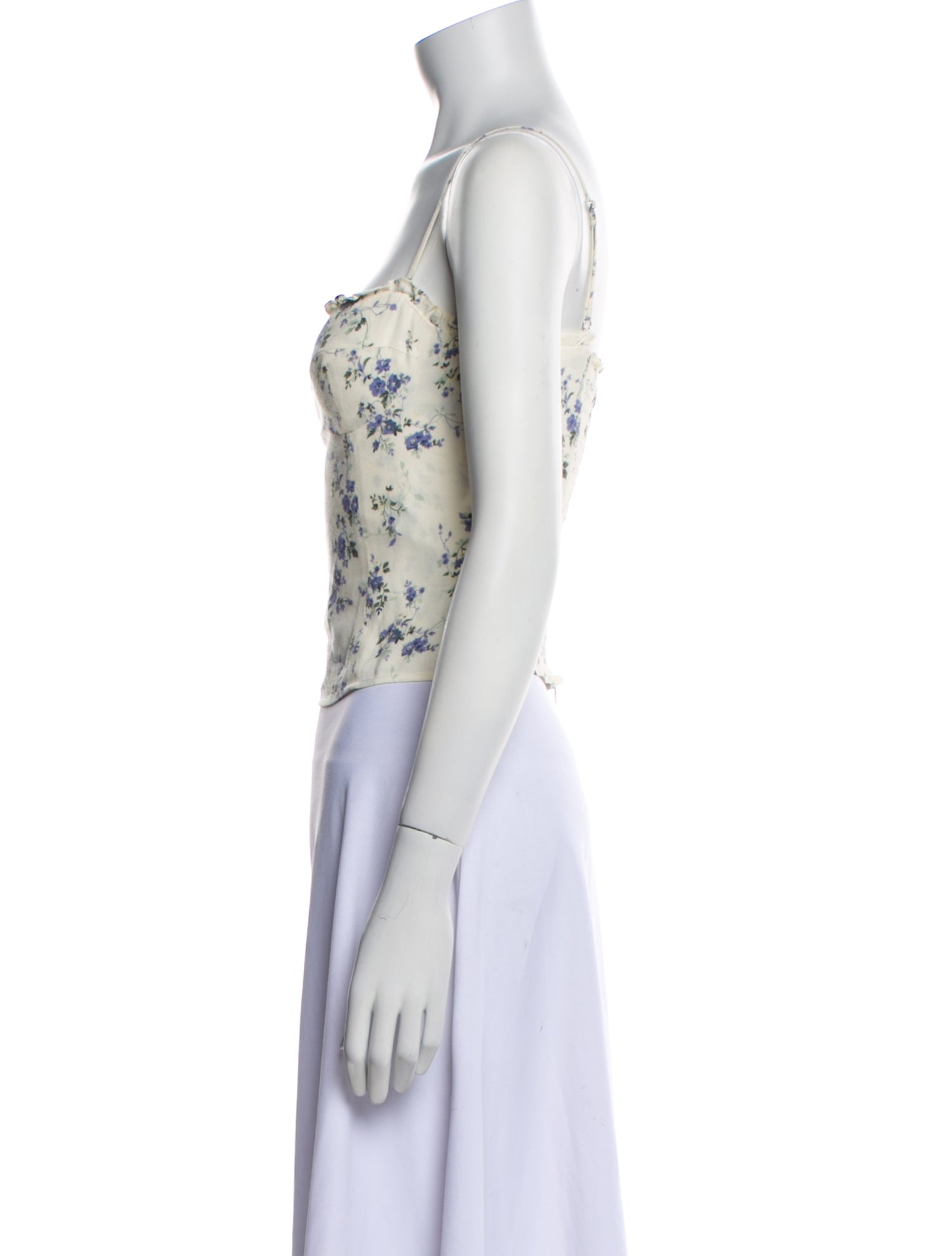 Reformation Floral Print Square Neckline Crop Top